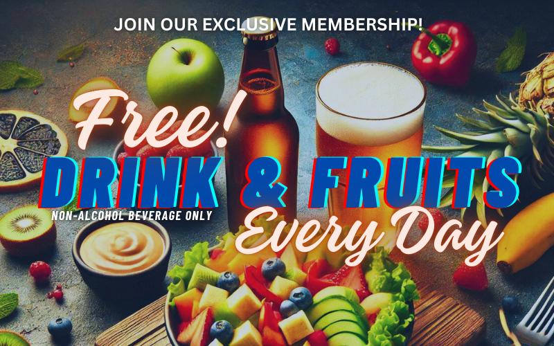 Free Drink and Fruits